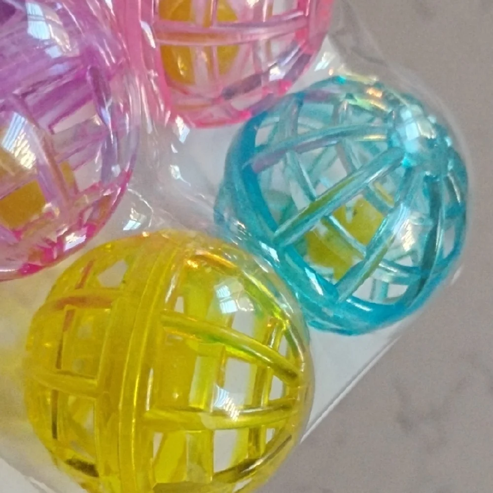 Lattice Balls Cat Toy Set - Pink, Yellow, Blue